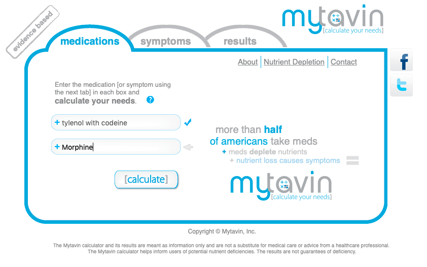 Enter Your Medications into the Mytavin calculator to find your drug-induced nutrient depletion