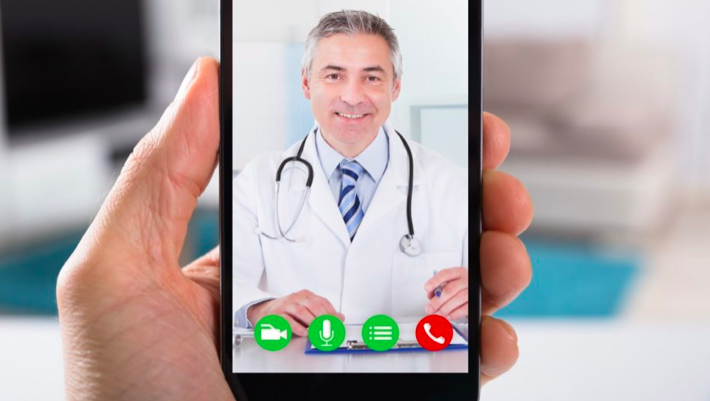 What happens during a telehealth appointment? You talk to a doctor on a video on your phone, like this doctor