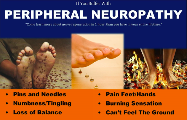 Peripheral Neuropathy symptoms include burning or a sharp pain
