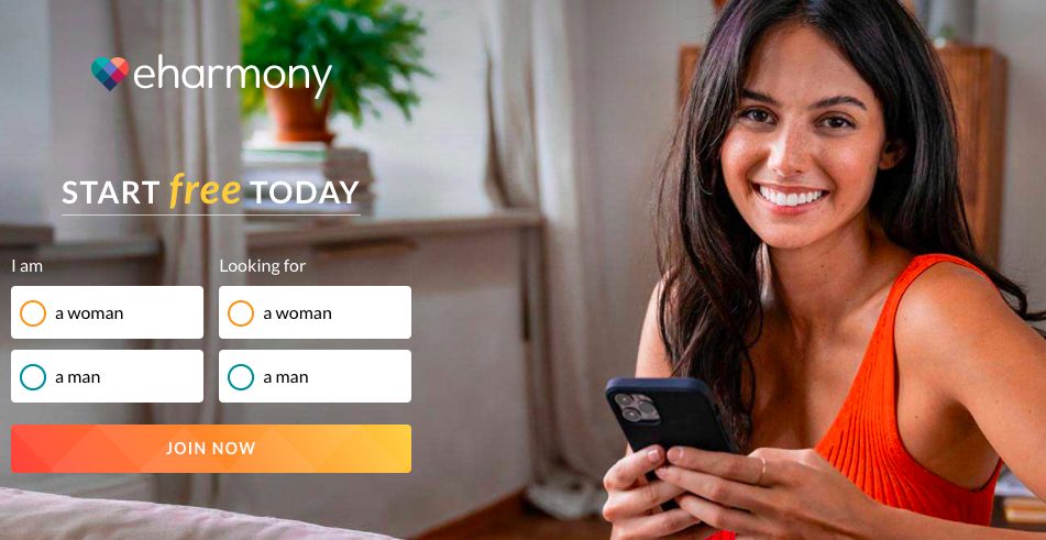 A picture of the eHarmony home page