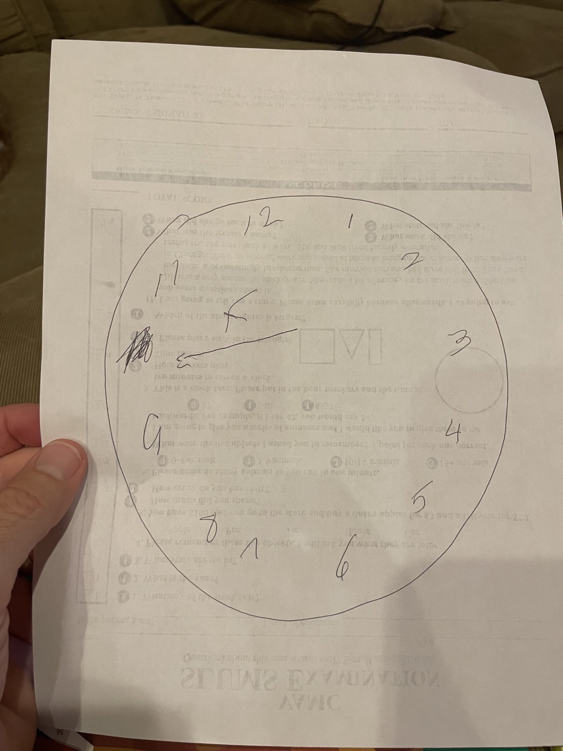 Our resident was able to draw a clock face